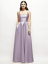 Front View Thumbnail - Lilac Haze Square-Neck Satin Maxi Dress with Full Skirt