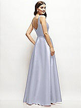 Rear View Thumbnail - Silver Dove Square-Neck Satin Maxi Dress with Full Skirt