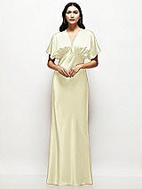 Alt View 1 Thumbnail - Butter Yellow Plunge Neck Kimono Sleeve Satin Bias Maxi Dress