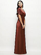 Side View Thumbnail - Auburn Moon Plunge Neck Kimono Sleeve Satin Bias Maxi Dress
