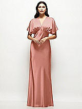 Alt View 1 Thumbnail - Desert Rose Plunge Neck Kimono Sleeve Satin Bias Maxi Dress