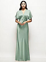 Alt View 1 Thumbnail - Seagrass Plunge Neck Kimono Sleeve Satin Bias Maxi Dress