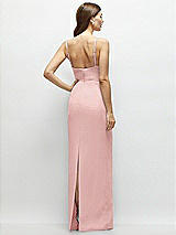 Rear View Thumbnail - Rose Corset-Style Crepe Column Maxi Dress with Adjustable Straps