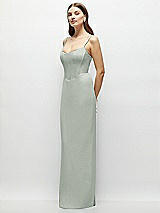 Side View Thumbnail - Willow Green Corset-Style Crepe Column Maxi Dress with Adjustable Straps