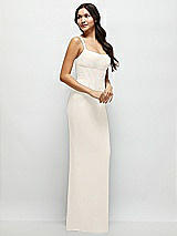 Side View Thumbnail - Ivory Corset Midriff Crepe Column Maxi Dress