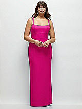 Alt View 1 Thumbnail - Think Pink Corset Midriff Crepe Column Maxi Dress