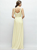 Rear View Thumbnail - Butter Yellow Square Neck Chiffon Maxi Dress with Circle Skirt