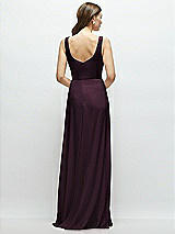 Rear View Thumbnail - Deep Plum Square Neck Chiffon Maxi Dress with Circle Skirt