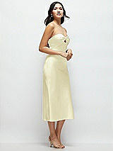 Side View Thumbnail - Butter Yellow Strapless Bow-Bandeau Cutout Satin Midi Slip Dress