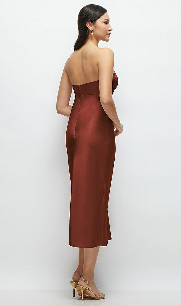 Back View - Auburn Moon Strapless Bow-Bandeau Cutout Satin Midi Slip Dress