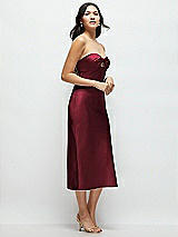 Side View Thumbnail - Cabernet Strapless Bow-Bandeau Cutout Satin Midi Slip Dress