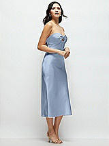 Side View Thumbnail - Cloudy Strapless Bow-Bandeau Cutout Satin Midi Slip Dress