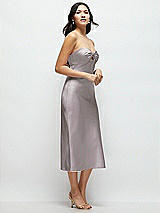 Side View Thumbnail - Cashmere Gray Strapless Bow-Bandeau Cutout Satin Midi Slip Dress