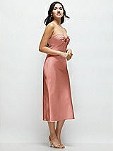 Side View Thumbnail - Desert Rose Strapless Bow-Bandeau Cutout Satin Midi Slip Dress