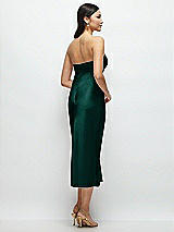 Rear View Thumbnail - Evergreen Strapless Bow-Bandeau Cutout Satin Midi Slip Dress