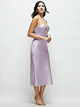 Side View Thumbnail - Lilac Haze Strapless Bow-Bandeau Cutout Satin Midi Slip Dress