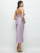 Rear View Thumbnail - Lilac Haze Strapless Bow-Bandeau Cutout Satin Midi Slip Dress