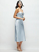 Side View Thumbnail - Mist Strapless Bow-Bandeau Cutout Satin Midi Slip Dress