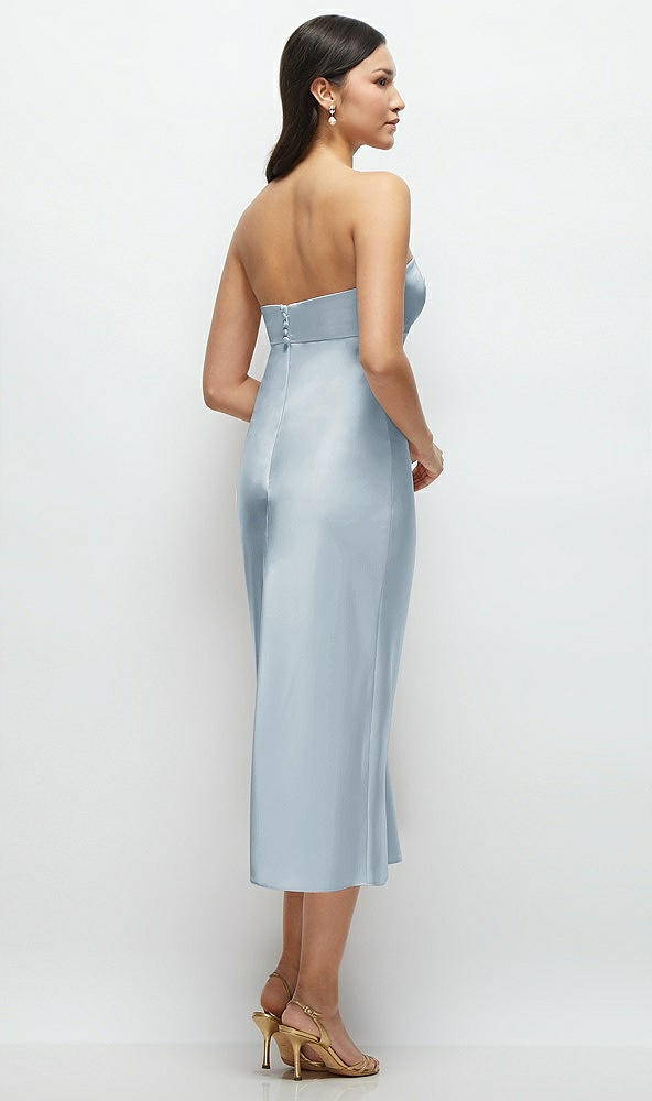 Back View - Mist Strapless Bow-Bandeau Cutout Satin Midi Slip Dress