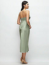 Rear View Thumbnail - Sage Strapless Bow-Bandeau Cutout Satin Midi Slip Dress
