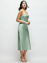 Side View Thumbnail - Seagrass Strapless Bow-Bandeau Cutout Satin Midi Slip Dress