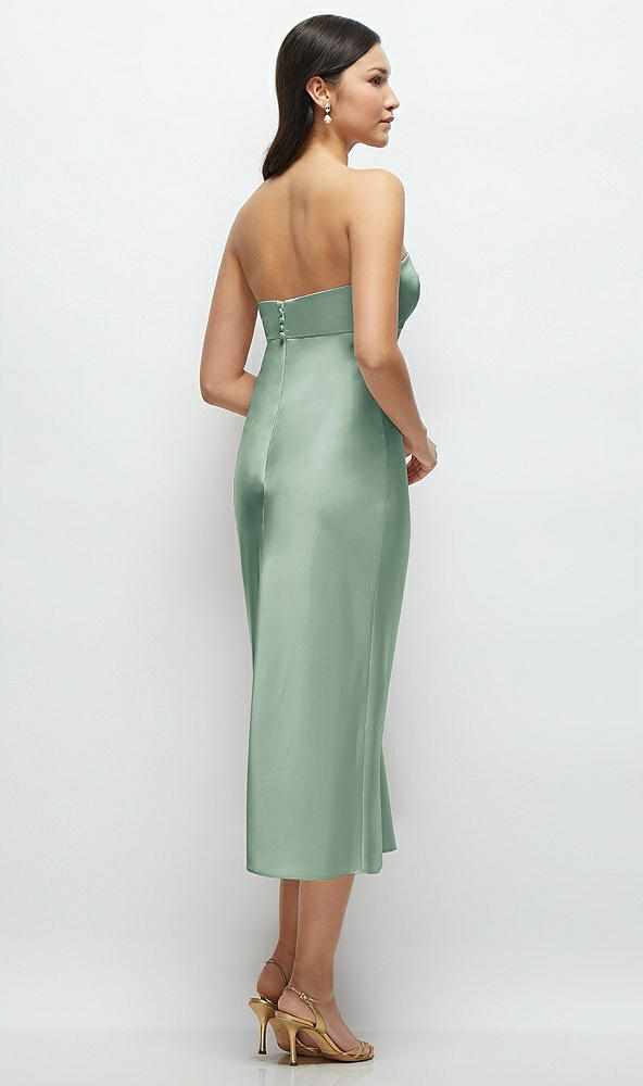 Back View - Seagrass Strapless Bow-Bandeau Cutout Satin Midi Slip Dress