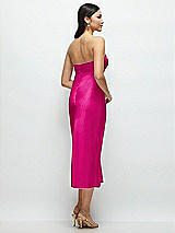 Rear View Thumbnail - Think Pink Strapless Bow-Bandeau Cutout Satin Midi Slip Dress
