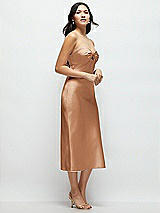 Side View Thumbnail - Toffee Strapless Bow-Bandeau Cutout Satin Midi Slip Dress