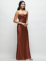 Side View Thumbnail - Auburn Moon Strapless Bow-Bandeau Cutout Satin Maxi Slip Dress