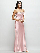 Side View Thumbnail - Ballet Pink Strapless Bow-Bandeau Cutout Satin Maxi Slip Dress
