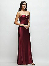 Side View Thumbnail - Cabernet Strapless Bow-Bandeau Cutout Satin Maxi Slip Dress