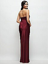 Rear View Thumbnail - Cabernet Strapless Bow-Bandeau Cutout Satin Maxi Slip Dress