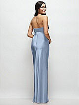 Rear View Thumbnail - Cloudy Strapless Bow-Bandeau Cutout Satin Maxi Slip Dress