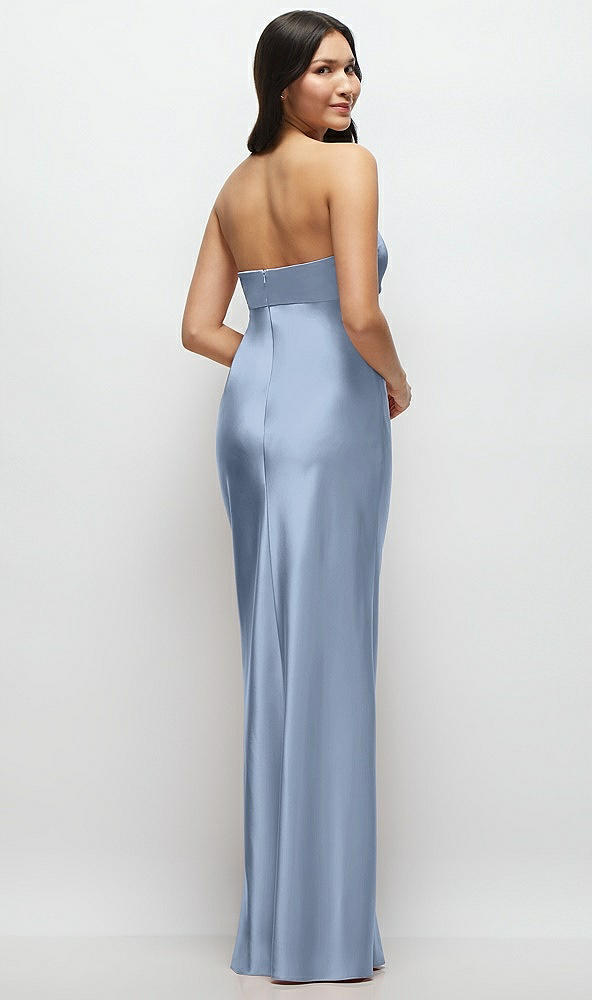 Back View - Cloudy Strapless Bow-Bandeau Cutout Satin Maxi Slip Dress