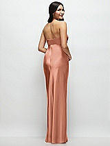 Rear View Thumbnail - Copper Penny Strapless Bow-Bandeau Cutout Satin Maxi Slip Dress