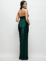 Rear View Thumbnail - Evergreen Strapless Bow-Bandeau Cutout Satin Maxi Slip Dress