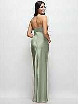 Rear View Thumbnail - Sage Strapless Bow-Bandeau Cutout Satin Maxi Slip Dress