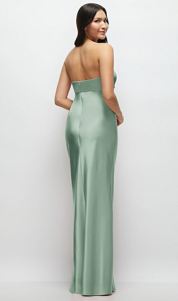 Back View - Seagrass Strapless Bow-Bandeau Cutout Satin Maxi Slip Dress