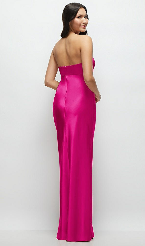 Back View - Think Pink Strapless Bow-Bandeau Cutout Satin Maxi Slip Dress