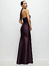 Side View Thumbnail - Deep Plum Strapless Cuff Neckline Satin Trumpet Gown