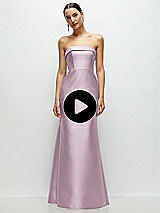 Video 1 Thumbnail - Cashmere Gray Strapless Cuff Neckline Satin Trumpet Gown