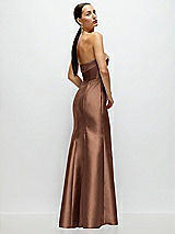Side View Thumbnail - Cognac Strapless Cuff Neckline Satin Trumpet Gown