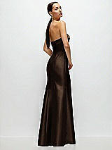 Side View Thumbnail - Espresso Strapless Cuff Neckline Satin Trumpet Gown
