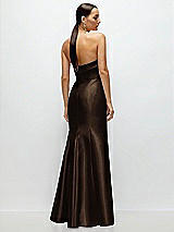 Rear View Thumbnail - Espresso Strapless Cuff Neckline Satin Trumpet Gown