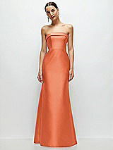 Front View Thumbnail - Portofino Orange Strapless Cuff Neckline Satin Trumpet Gown