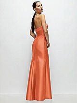 Side View Thumbnail - Portofino Orange Strapless Cuff Neckline Satin Trumpet Gown