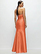 Rear View Thumbnail - Portofino Orange Strapless Cuff Neckline Satin Trumpet Gown