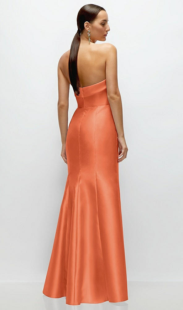 Back View - Portofino Orange Strapless Cuff Neckline Satin Trumpet Gown