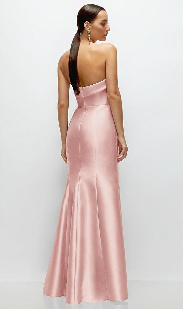 Back View - Rose Strapless Cuff Neckline Satin Trumpet Gown