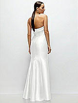 Rear View Thumbnail - White Strapless Cuff Neckline Satin Trumpet Gown